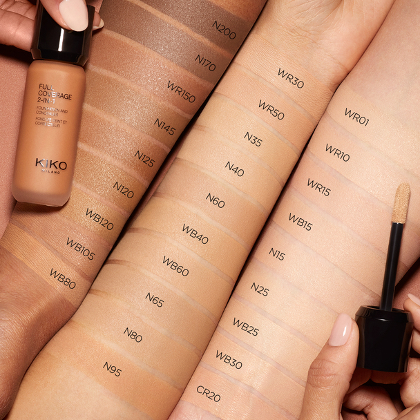 Base e corretor 2 em 1 - Full Coverage 2-in-1 Foundation & Concealer - KIKO  MILANO