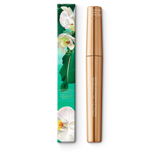 <p>Mascara 2 en 1 avec syst&egrave;me rotatif, r&eacute;sistant &agrave; l&rsquo;eau</p> - UNEXPECTED PARADISE WATERPROOF TWIST BRUSH MASCARA - KIKO MILANO