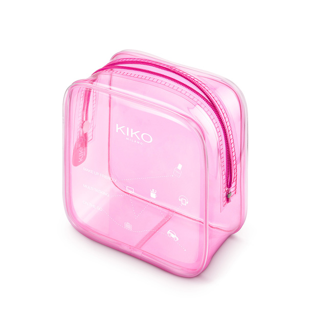 Kiko Milano Transparent Beauty Case 003 - Beauty case grande trasparente  con beauty case piccolo, rosa